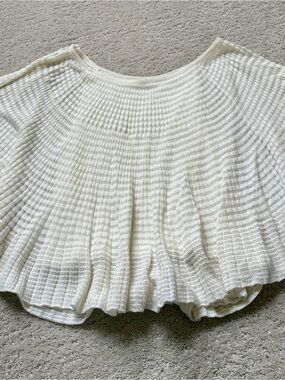 Free People Cream Waffle Knit Short Sleeve Top